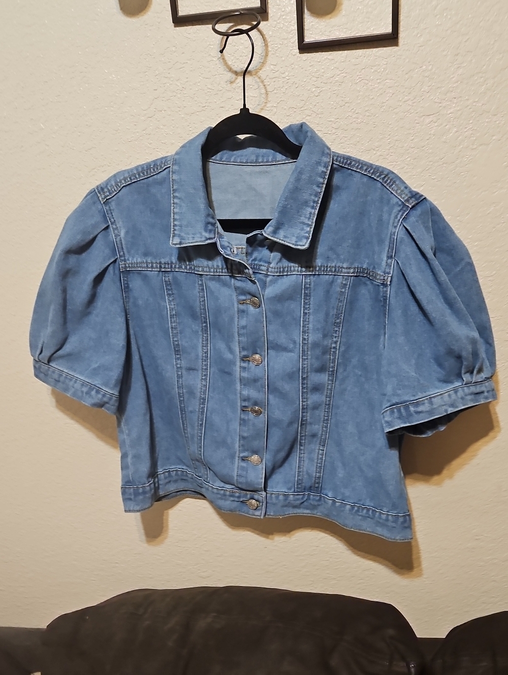 Light Blue Denim Puff Sleeve Jean Jacket - Women's